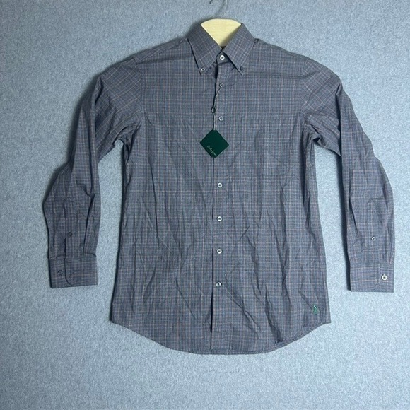 NWT Bobby Jones Plaid Button Down Long Sleeve Charcoal Gray‎ Shirt Size Small - Picture 1 of 8